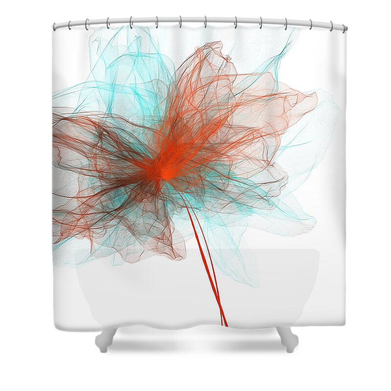 Turquoise Art Shower Curtain featuring the painting Unwind - Turquoise And Orange Art by Lourry Legarde