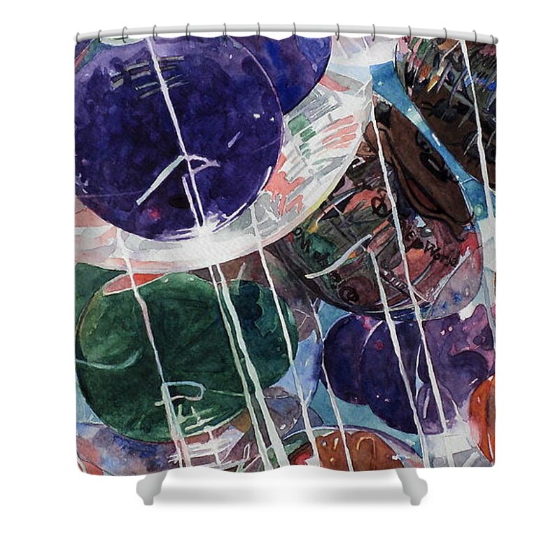 Balloons Shower Curtain featuring the painting Up at Walt's Place by Jeffrey S Perrine
