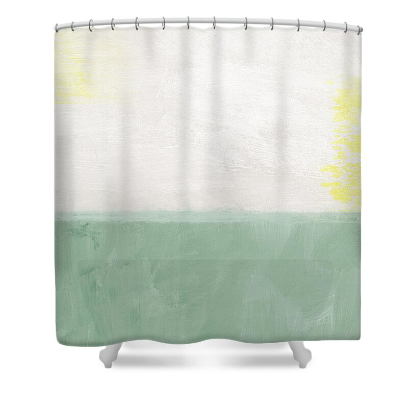 Abstract Landscape Shower Curtain featuring the painting Upon Our Sighs by Linda Woods