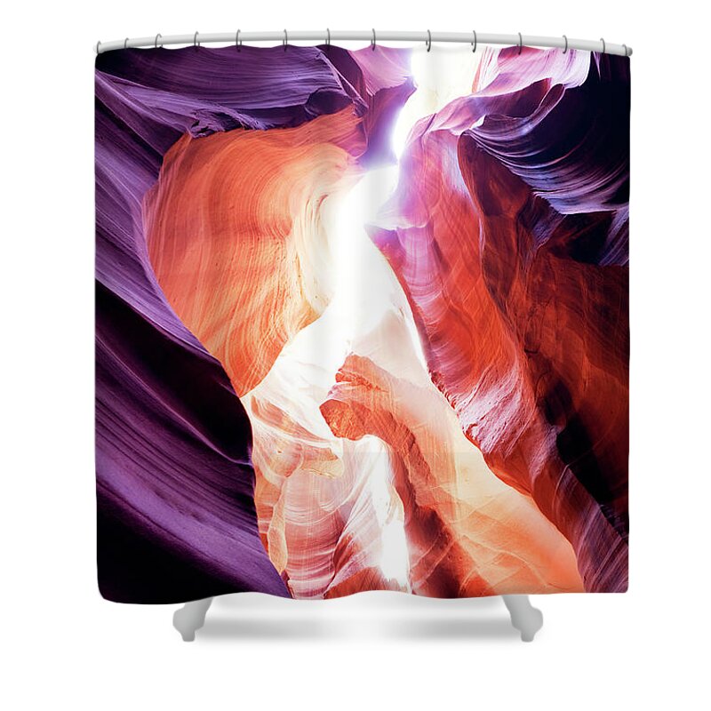 Native American Reservation Shower Curtain featuring the photograph Upper Antelope Canyon by Powerofforever