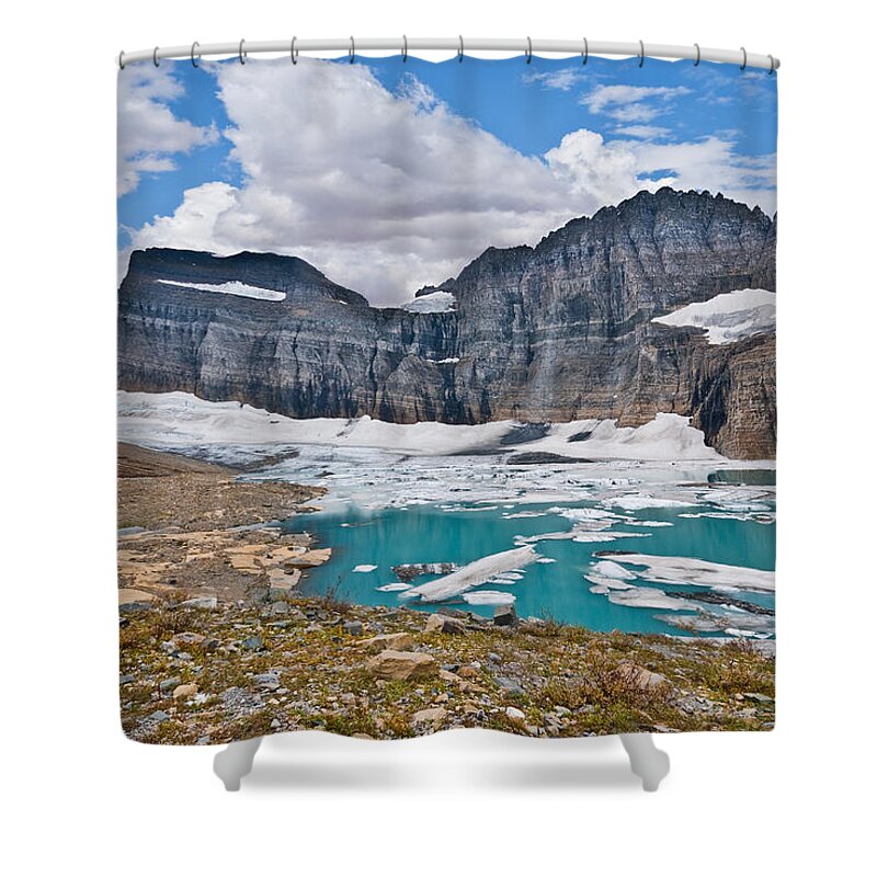 Beauty In Nature Shower Curtain featuring the photograph Upper Grinnell Lake and Glacier by Jeff Goulden