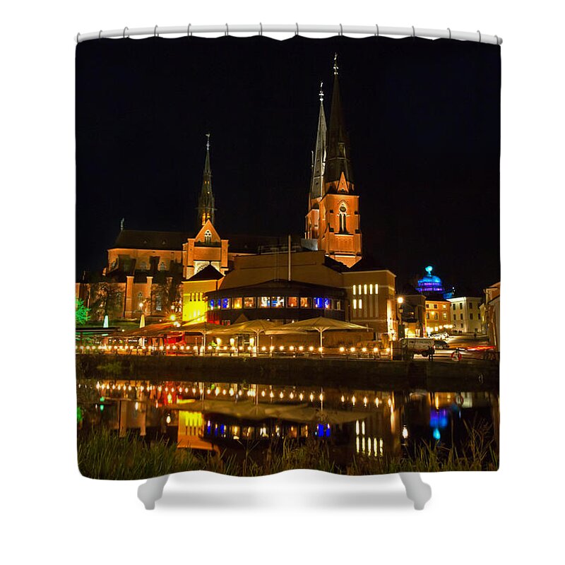 Uppsala Shower Curtain featuring the photograph Uppsala by night by Torbjorn Swenelius