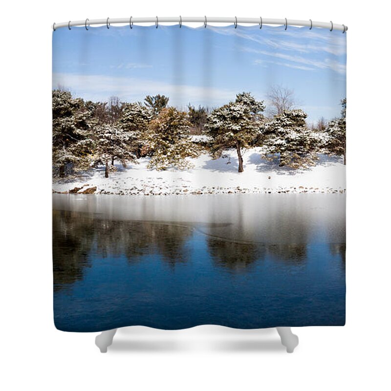 Gaithersburg Shower Curtain featuring the photograph Urban Pond in Snow by Thomas Marchessault