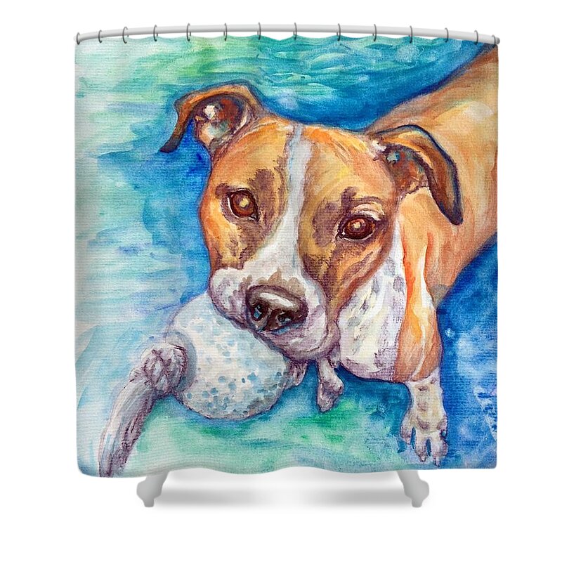 Dog Shower Curtain featuring the painting Ursula by Ashley Kujan