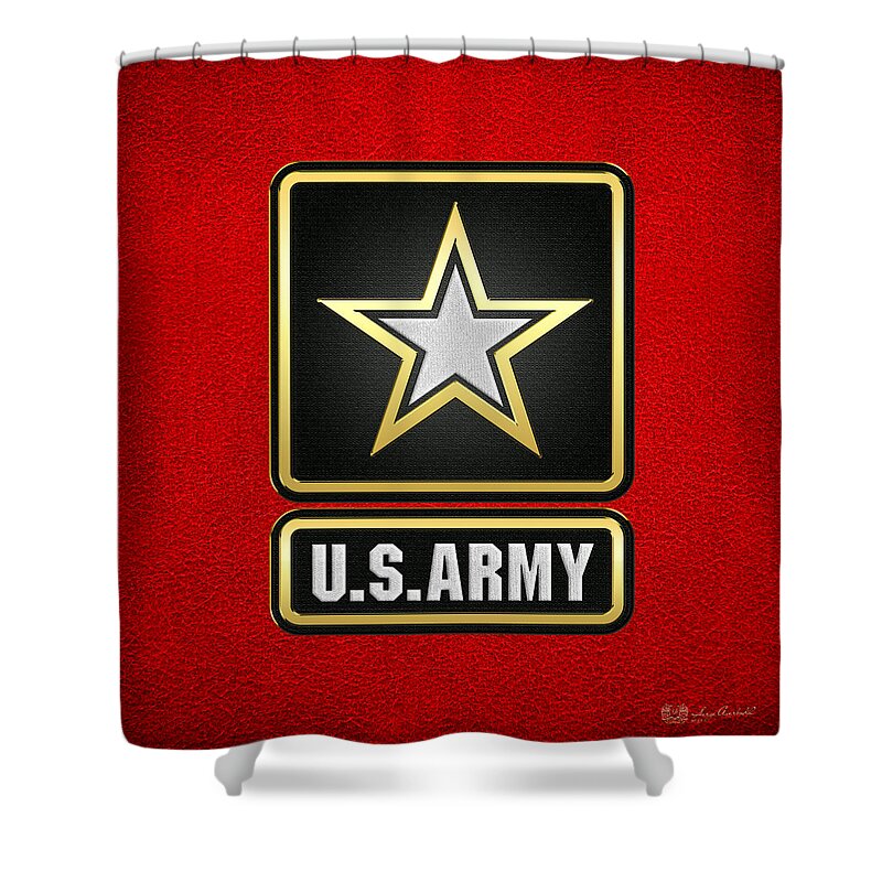 'military Insignia & Heraldry 3d' Collection By Serge Averbukh Shower Curtain featuring the digital art U. S. Army Logo by Serge Averbukh
