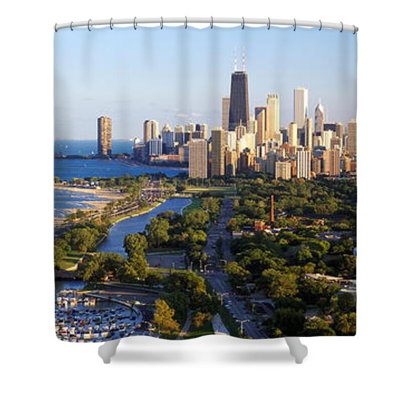 Photography Shower Curtain featuring the photograph Usa, Illinois, Chicago by Panoramic Images