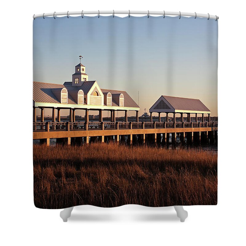 Tranquility Shower Curtain featuring the photograph Usa, South Carolina, Charleston, Pier by Henryk Sadura