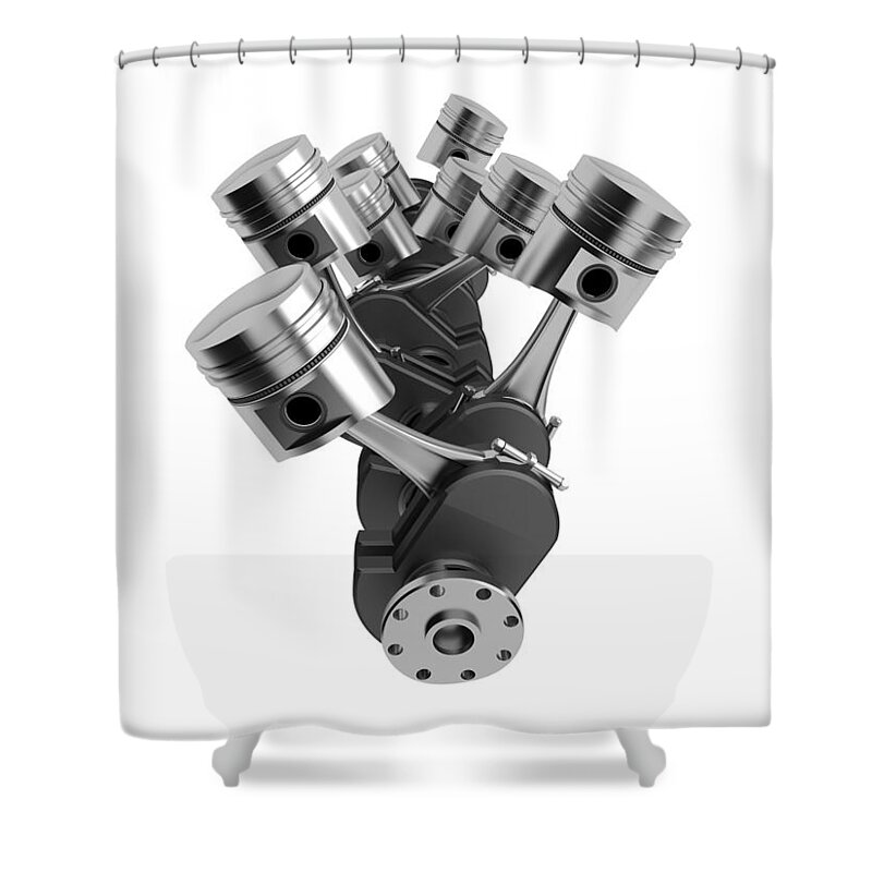 Piston Shower Curtain featuring the photograph V8 Engine by 3alexd