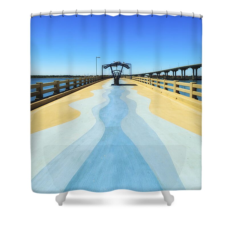 Atlantic Ocean Shower Curtain featuring the photograph Valero Beach Fishing Pier by Raul Rodriguez
