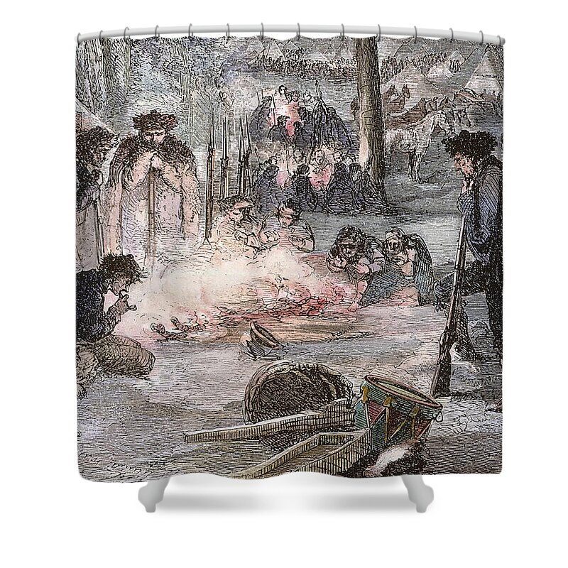 1777 Shower Curtain featuring the photograph Valley Forge: Winter, 1777 by Granger