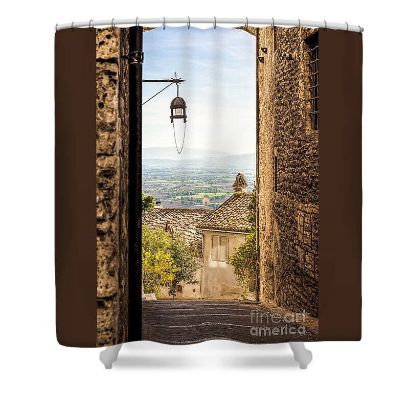 Italy Shower Curtain featuring the photograph Valley outside Assisi by Prints of Italy
