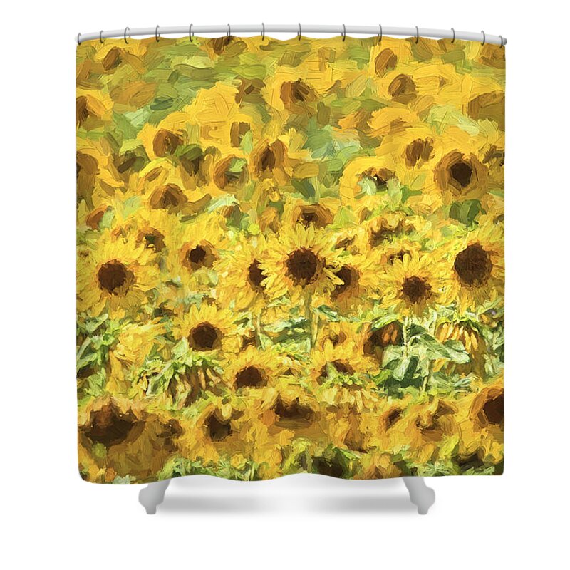 Sunflowers Shower Curtain featuring the painting Van Gogh Sunflowers by David Letts