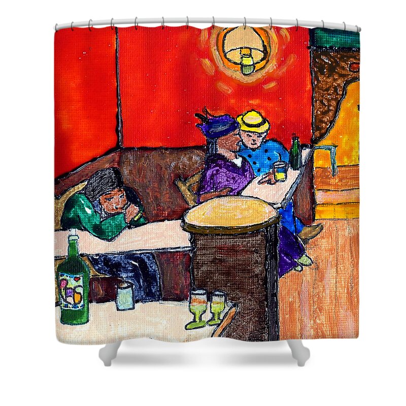 Lovers Shower Curtain featuring the painting Van Gogh's Lovers by Phil Strang