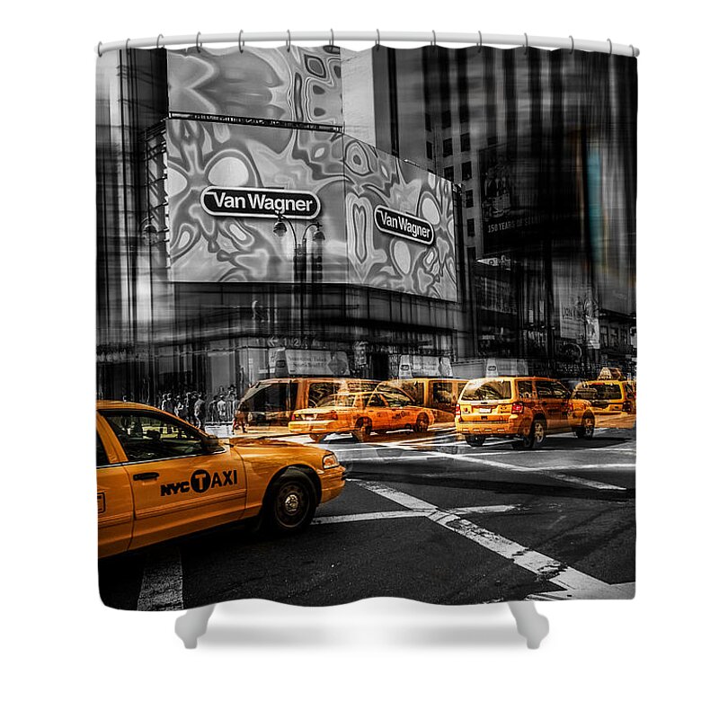 Nyc Shower Curtain featuring the photograph Van Wagner - Colorkey by Hannes Cmarits