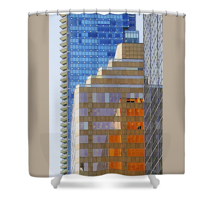 Architecture Shower Curtain featuring the photograph Vancouver Reflections No 1 by Ben and Raisa Gertsberg