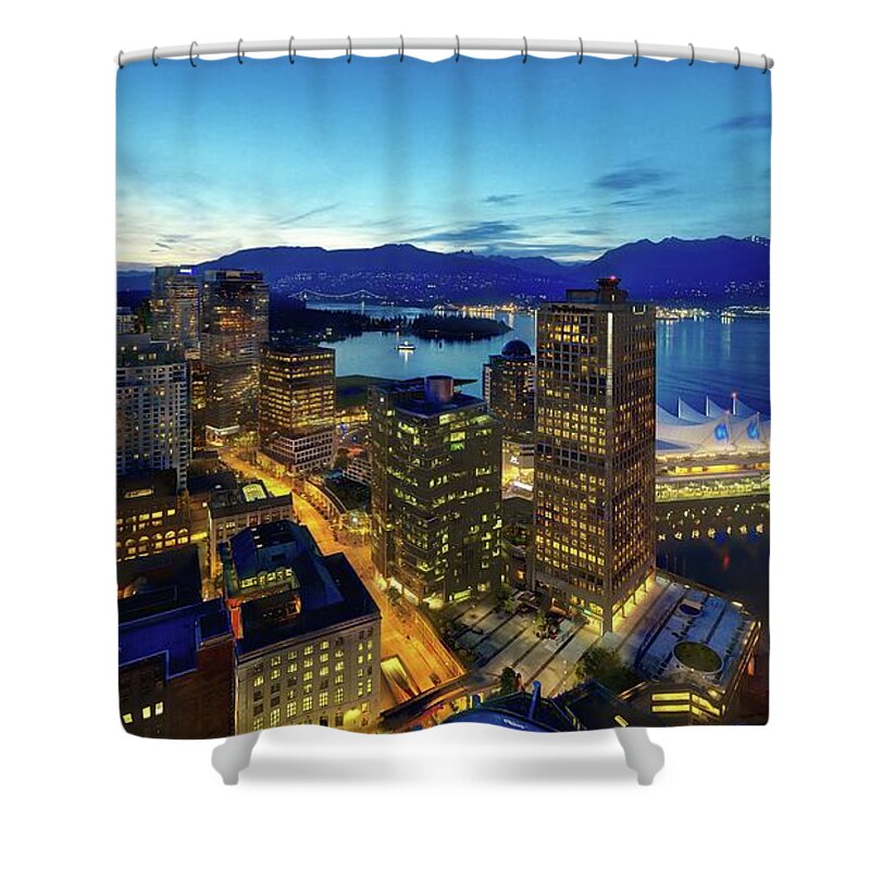 Tranquility Shower Curtain featuring the photograph Vancouver Skyline by Thomas Kurmeier