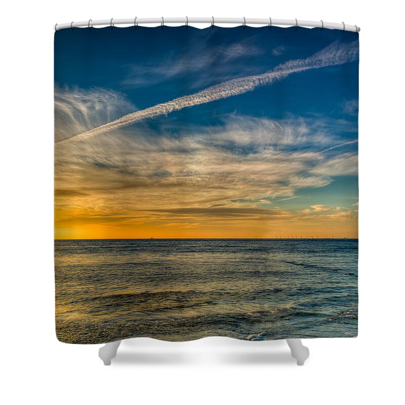 Sunset Shower Curtain featuring the photograph Vapor Trail by Adrian Evans