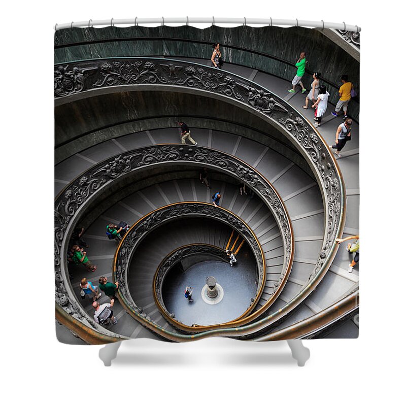 Europe Shower Curtain featuring the photograph Vatican Spiral Staircase by Inge Johnsson