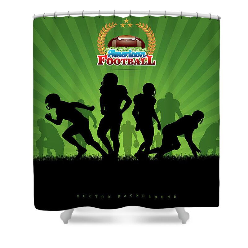 American Football Shower Curtain featuring the digital art Vector Football Background by Stock art