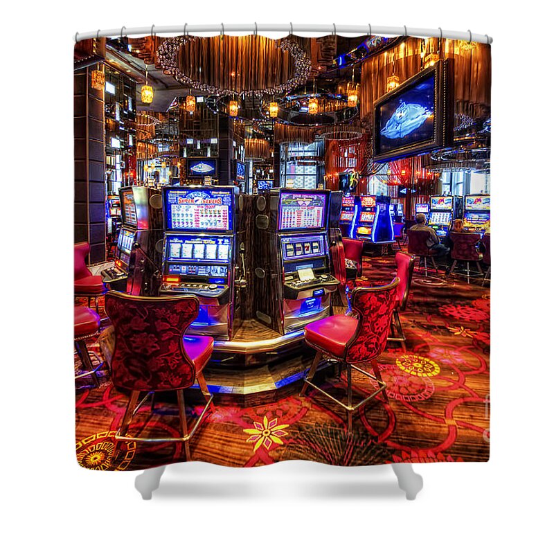 Art Shower Curtain featuring the photograph Vegas Slot Machines 2.0 by Yhun Suarez