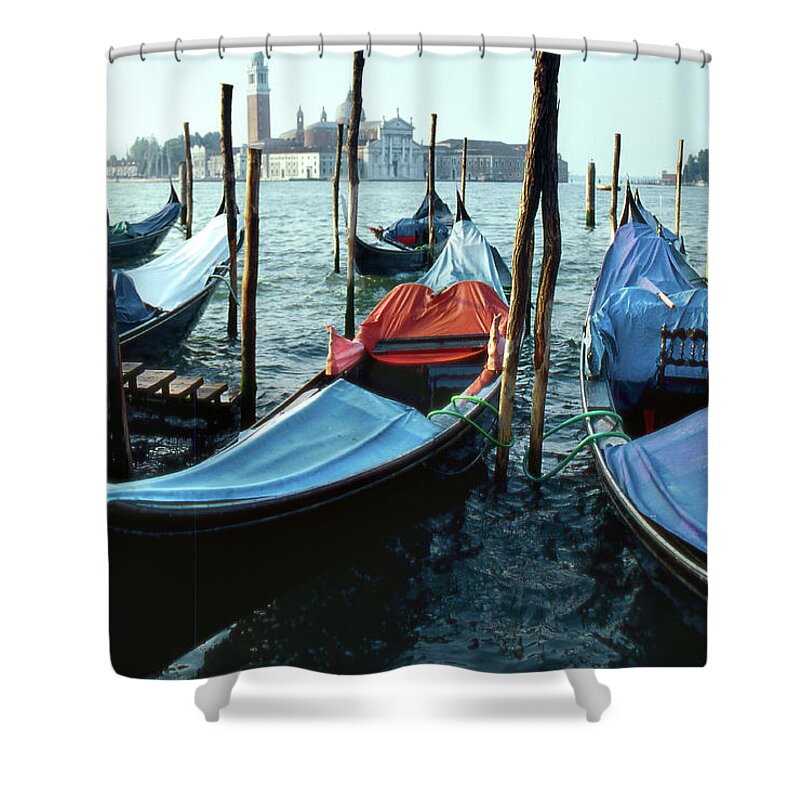 Italy Shower Curtain featuring the photograph Venice Gondolas by Alan Toepfer