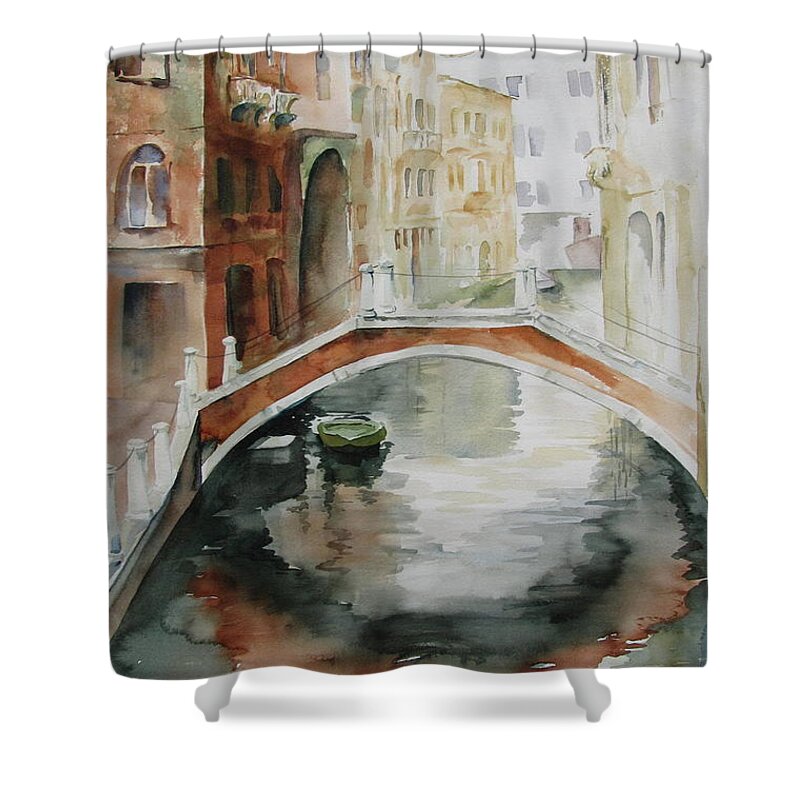 Venice Shower Curtain featuring the painting Venice Reflections by Amanda Amend