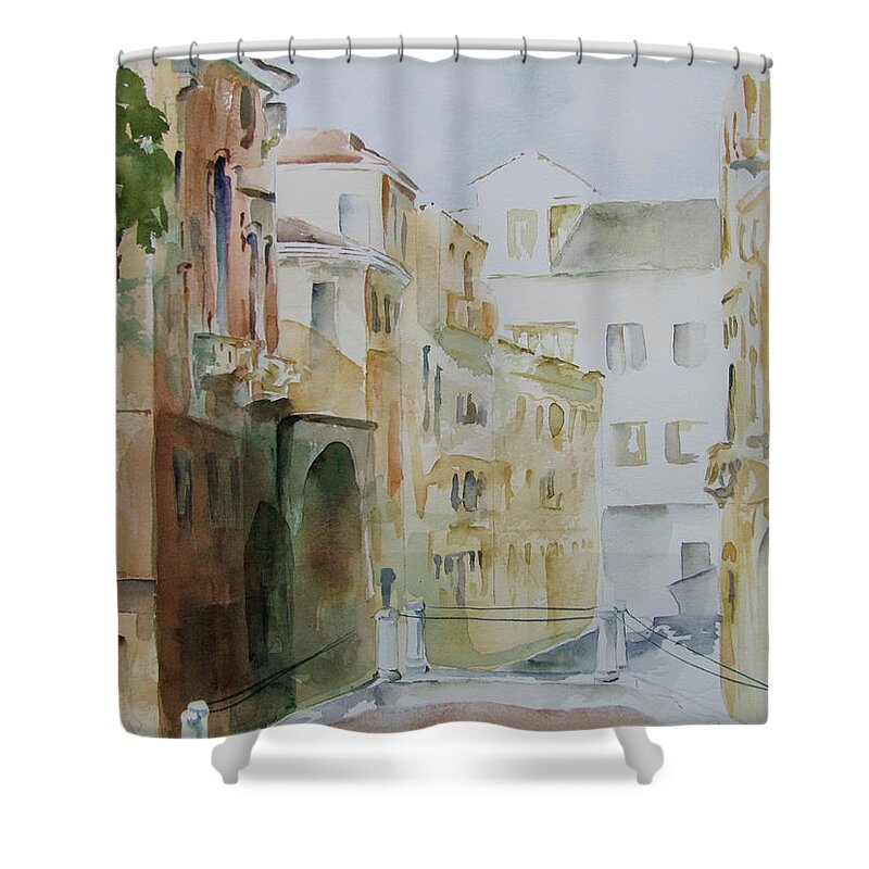 Venice Shower Curtain featuring the painting Venice Walls by Amanda Amend