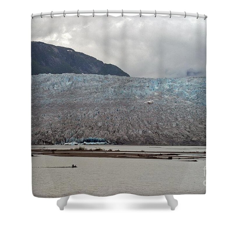 Airplane View.glacier Shower Curtain featuring the photograph Very Slow by Joseph Yarbrough