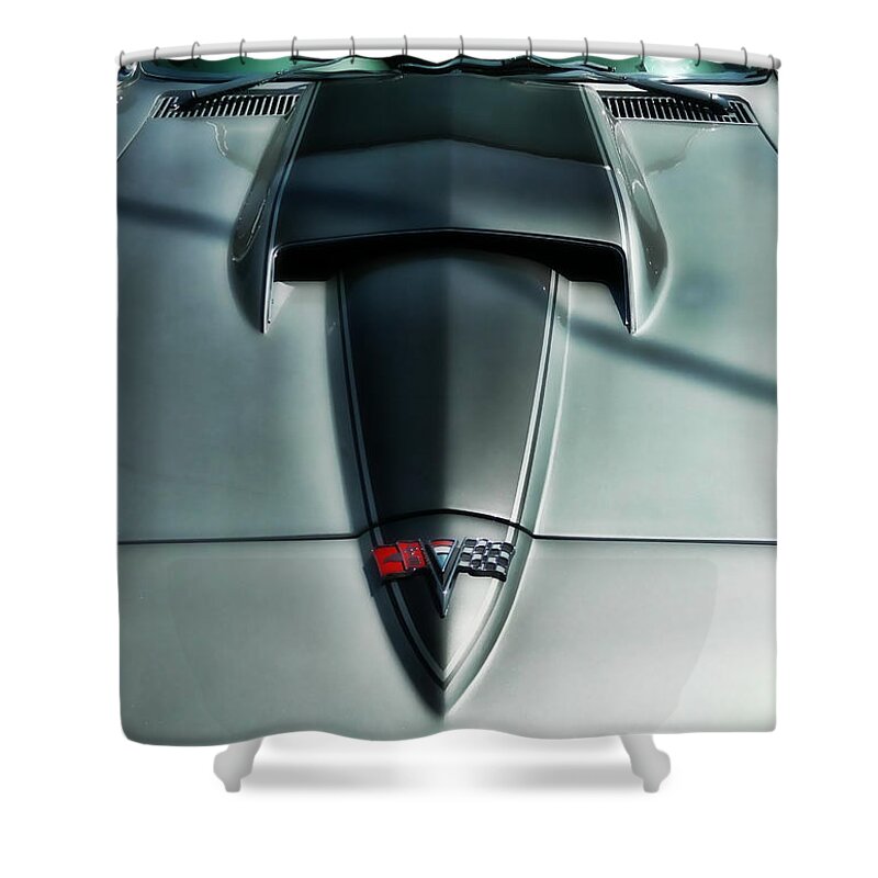 Victor Montgomery Shower Curtain featuring the photograph Vette Hood by Vic Montgomery