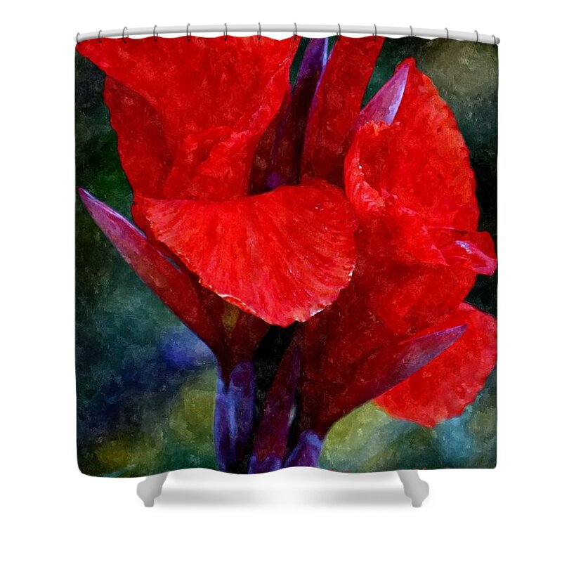Vibrant Canna Bloom Shower Curtain featuring the photograph Vibrant Canna Bloom by Patrick Witz