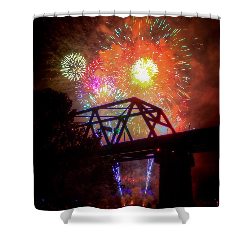 Marietta Shower Curtain featuring the photograph Vibrant Fireworks by Jonny D