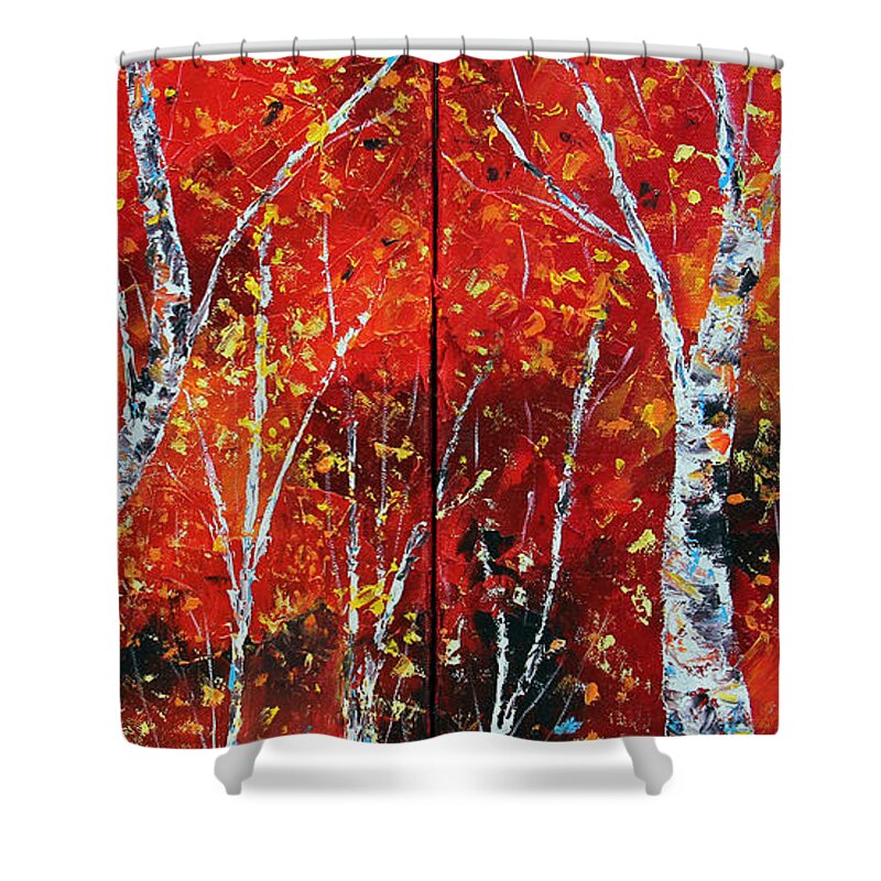 Autumn Shower Curtain featuring the painting Victory's Sacrifice by Meaghan Troup