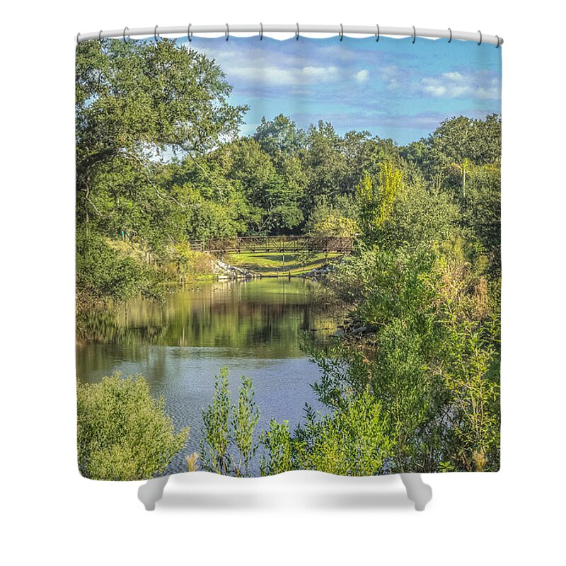 Creek Shower Curtain featuring the photograph View down the creek by Jane Luxton