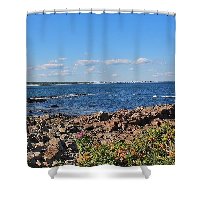 Maine Shower Curtain featuring the photograph View From Marginal Way Ogunquit Maine 3 #1 by Michael Saunders