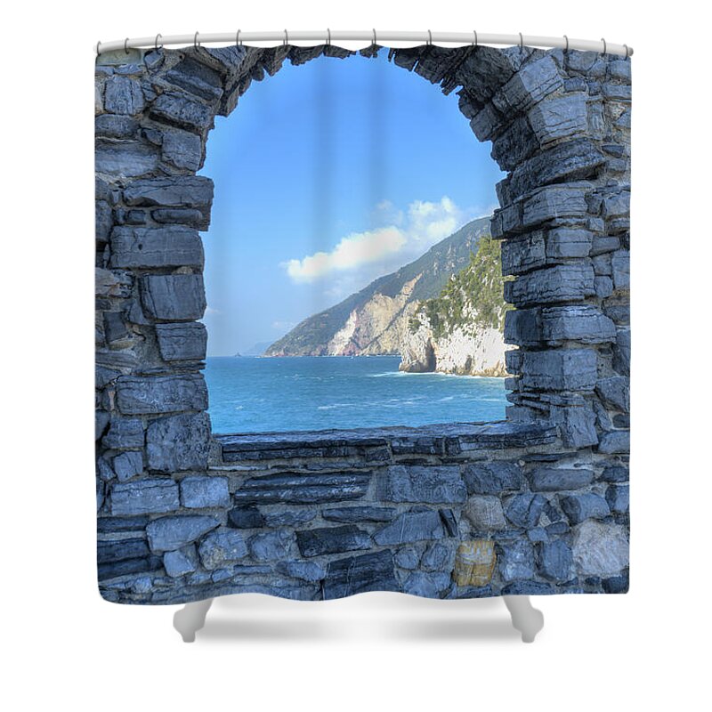 Europe Shower Curtain featuring the photograph View of Cinque Terre from Portovenere by Matt Swinden