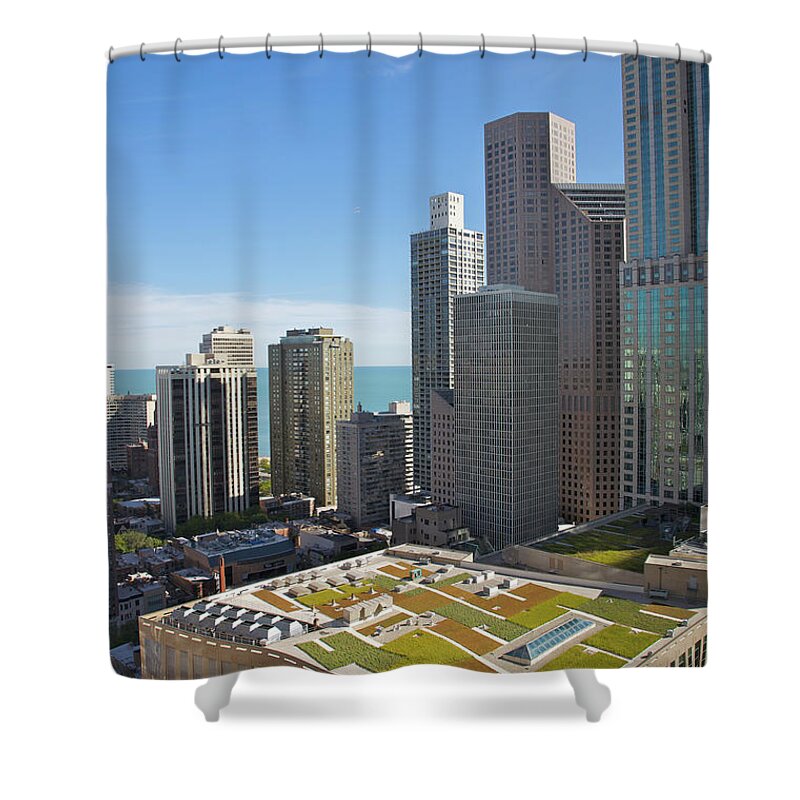 Environmental Conservation Shower Curtain featuring the photograph View Of Environmental Rooftop And by Barry Winiker