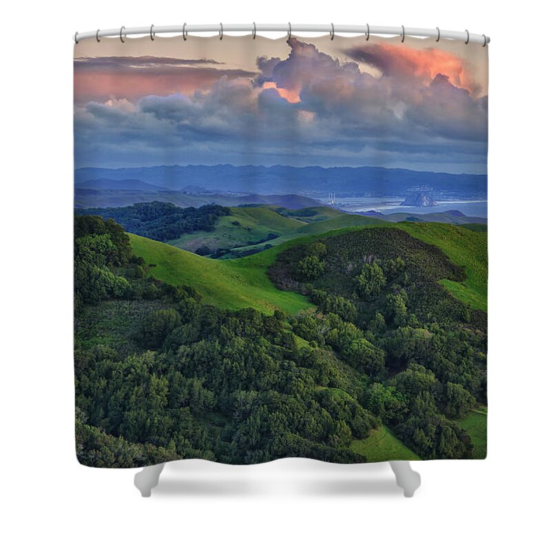 Sunset Shower Curtain featuring the photograph View of Morro Bay by Beth Sargent