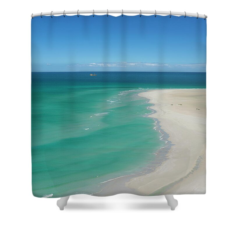Tranquility Shower Curtain featuring the photograph View Of Ocean And Beach by John M Lund Photography Inc