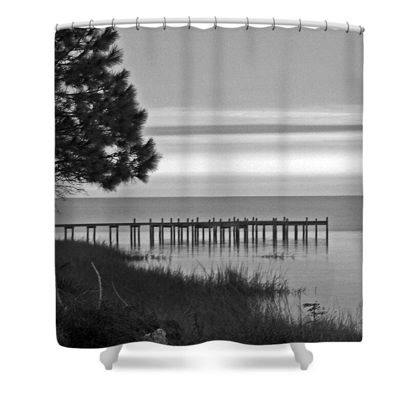 Ocean Shower Curtain featuring the photograph View of the Old Dock by Jennifer Robin