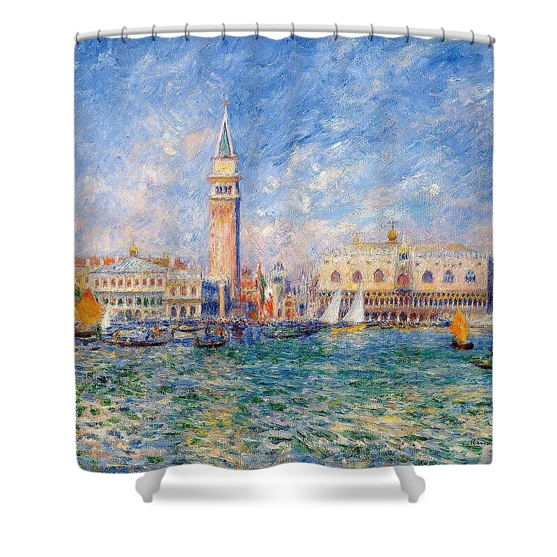 1881 Shower Curtain featuring the painting View of Venice by Pierre-Auguste Renoir