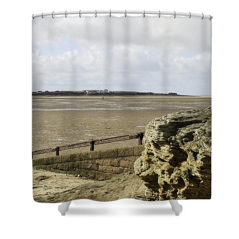 Hilbre Island Shower Curtain featuring the photograph View over to Hilbre by Spikey Mouse Photography