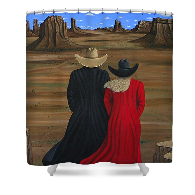 Contemporary Shower Curtain featuring the painting View West by Lance Headlee