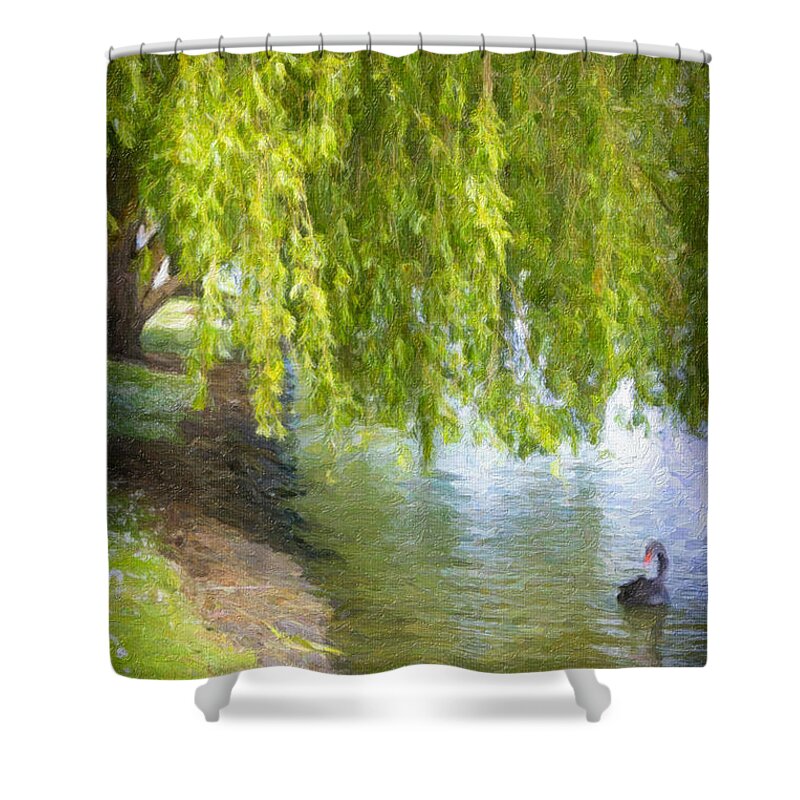 Photographic Art Shower Curtain featuring the painting Views from the Lake V - Tranquility by Chris Armytage