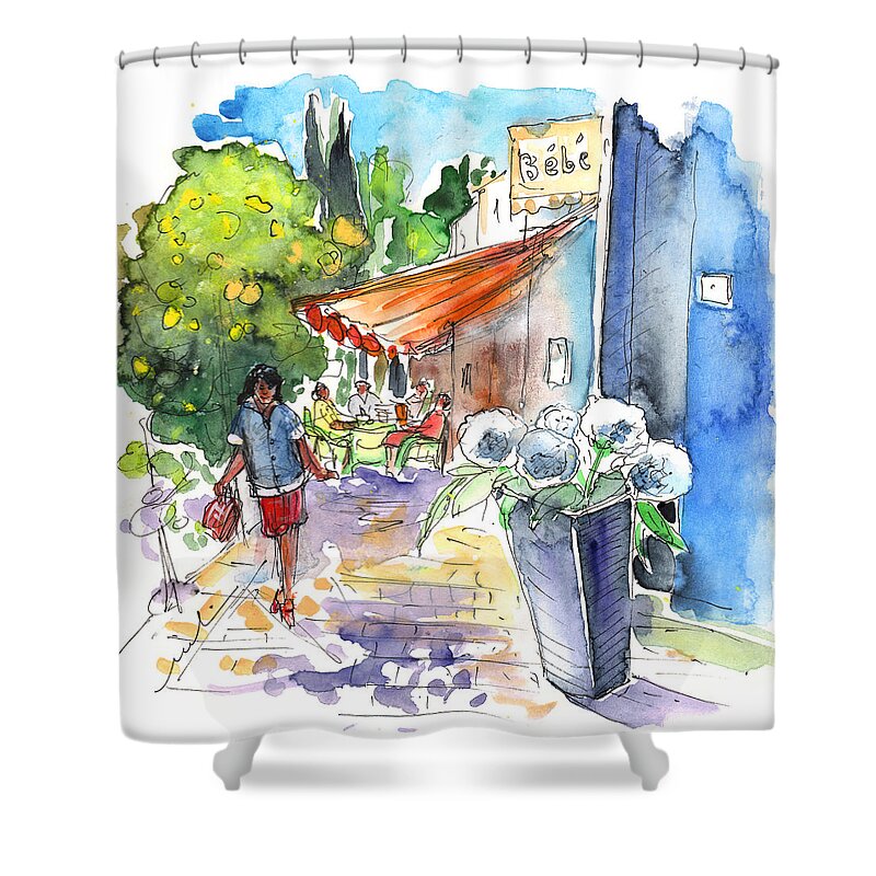 Travel Shower Curtain featuring the painting Villena 01 by Miki De Goodaboom