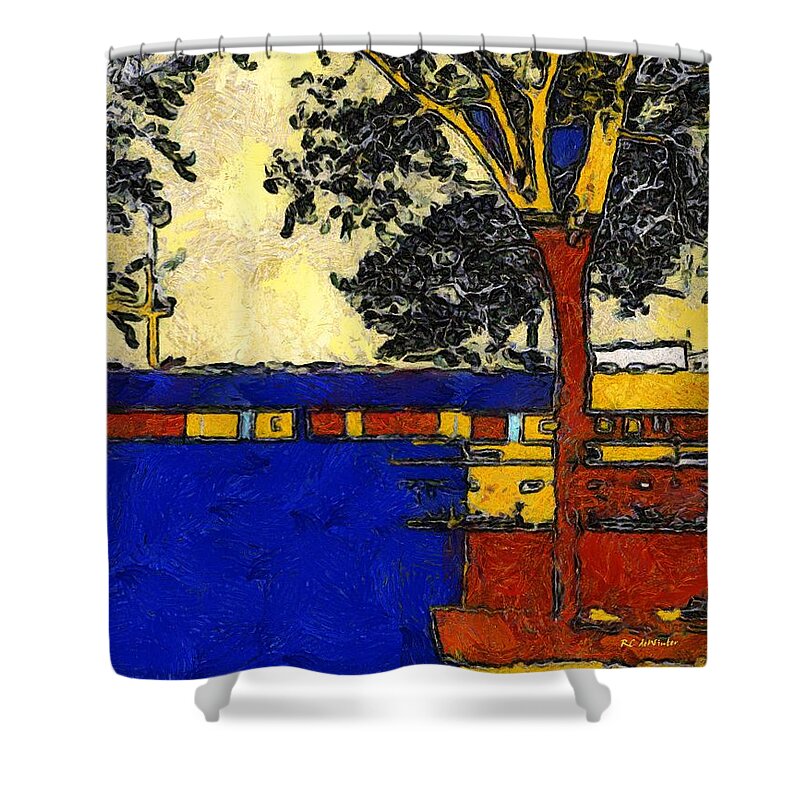 Landscape Shower Curtain featuring the painting Vincent's Japanese Garden by RC DeWinter