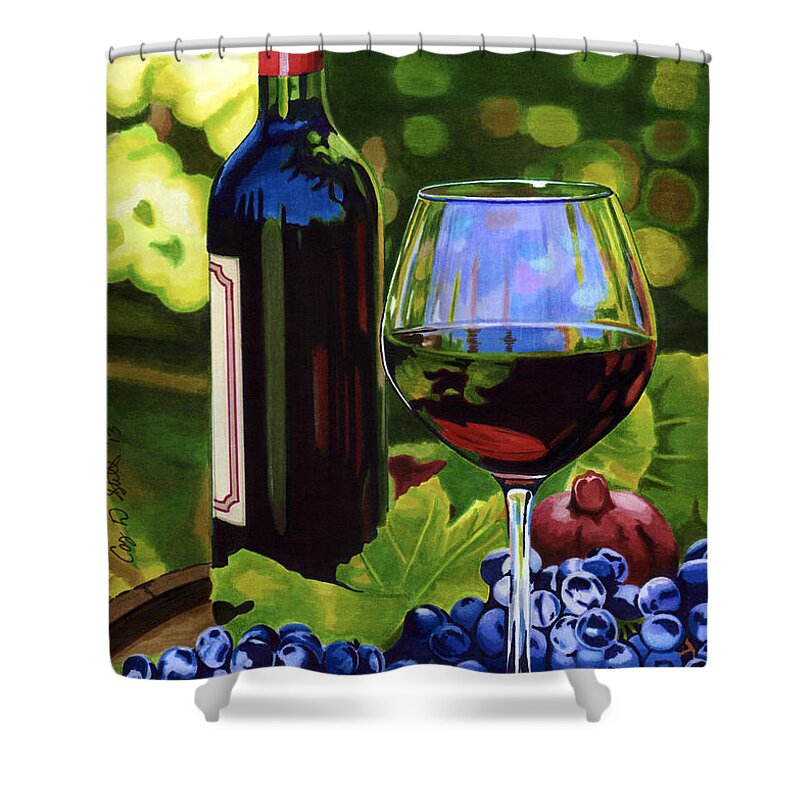 Wine Shower Curtain featuring the drawing Vino by Cory Still