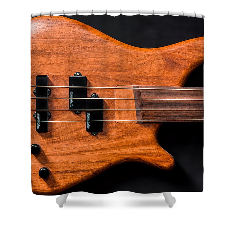 Art Shower Curtain featuring the photograph Vintage Bass Guitar Body by Semmick Photo
