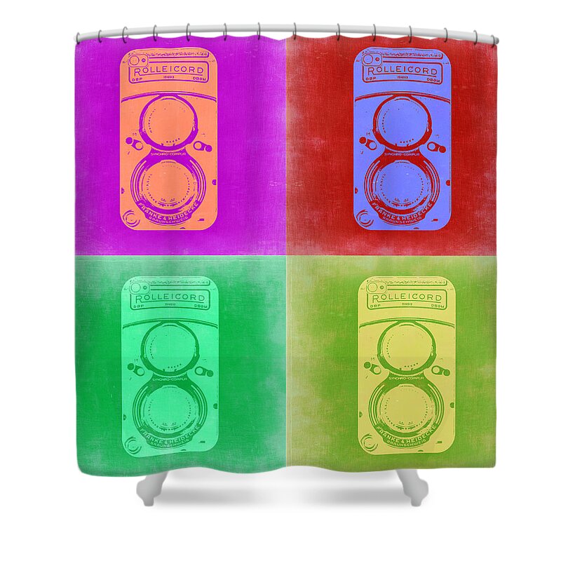 Vintage Camera Shower Curtain featuring the painting Vintage Camera Pop Art 3 by Naxart Studio