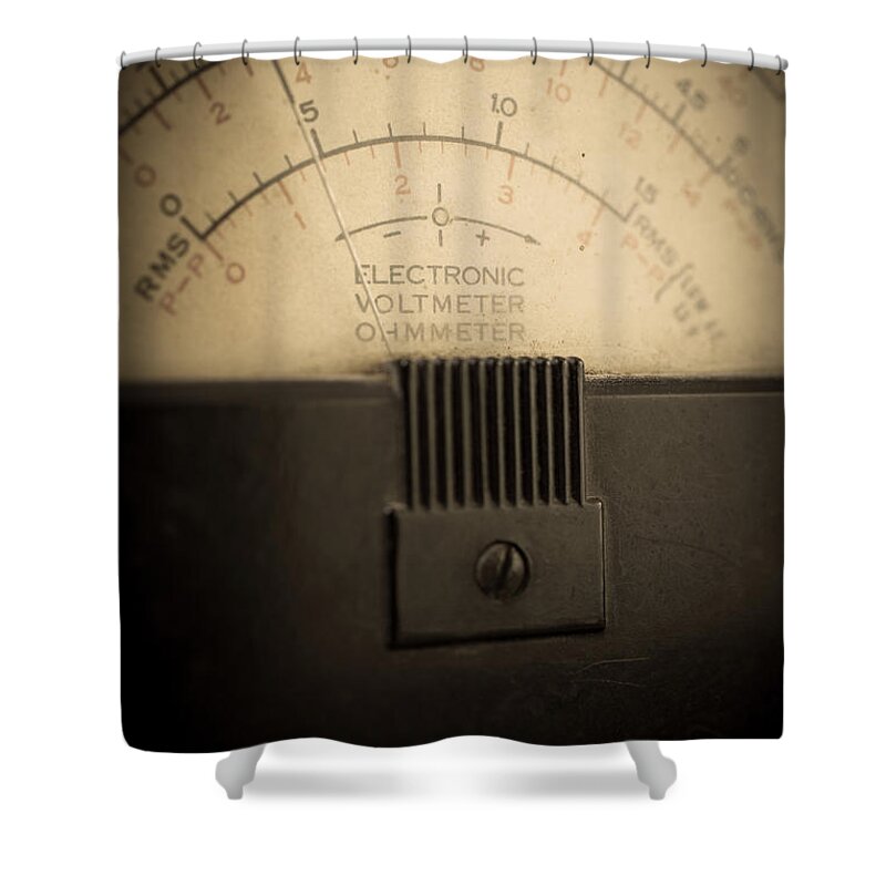 Volts Shower Curtain featuring the photograph Vintage Electric Meter by Edward Fielding