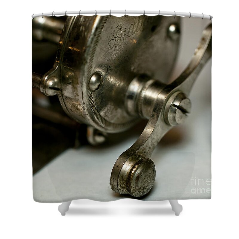 Fishing Reel Shower Curtain featuring the photograph Vintage Fishing Reel by Wilma Birdwell